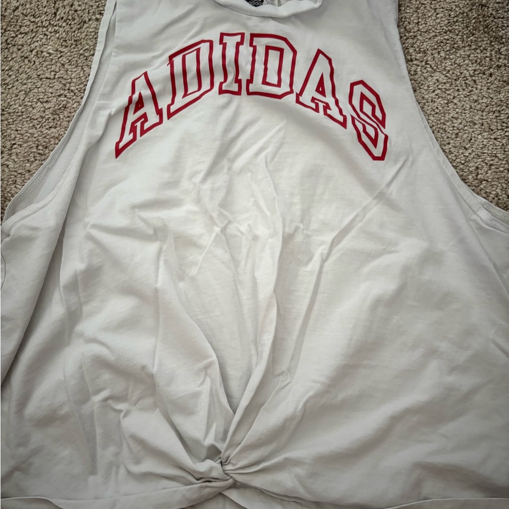 Adidas White Tee with Red Accents